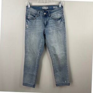 Rewash Vintage Reunion Classic Rise Light Wash Distressed Raw Hem Jeans 3/26
